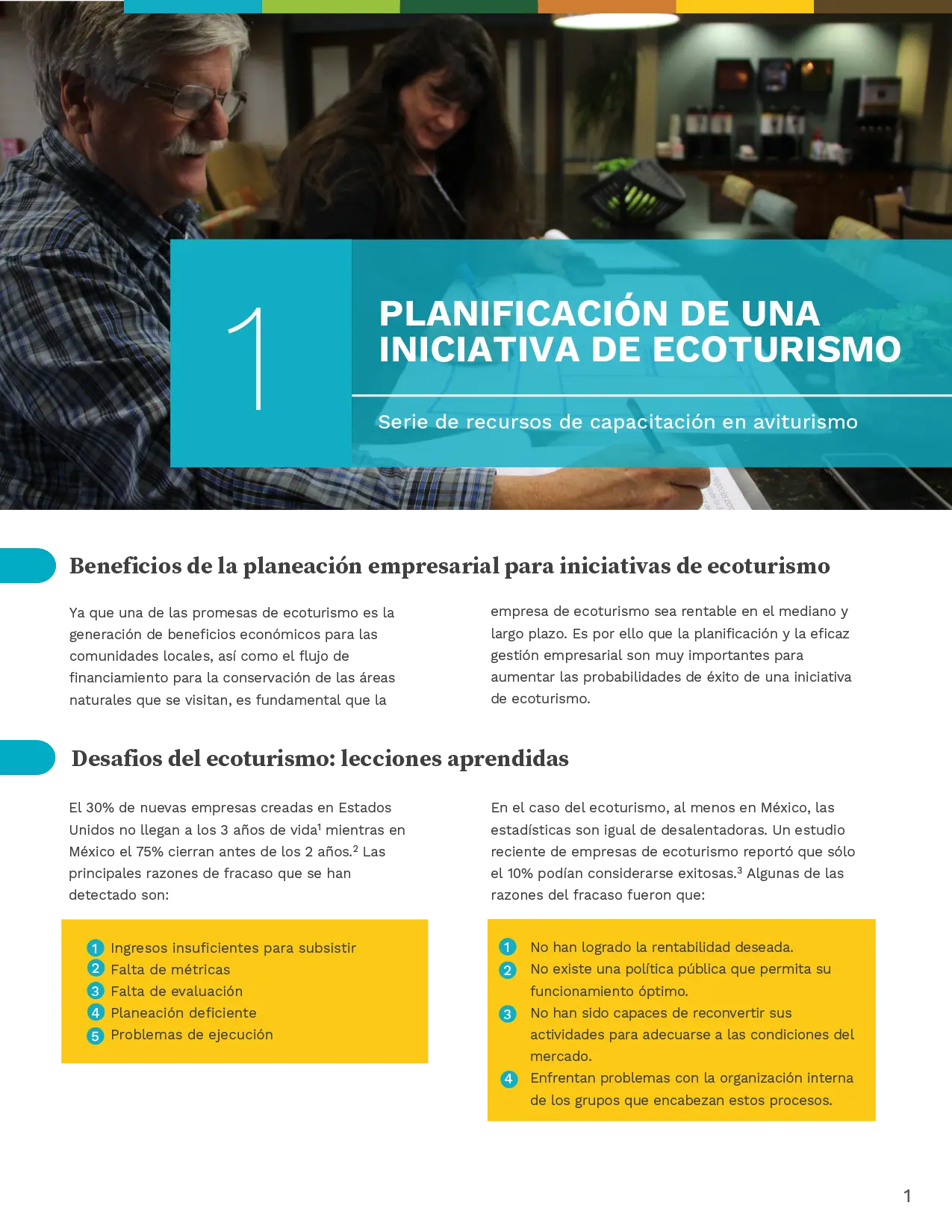 Portada: Serie de recursos de capacitación en aviturismo